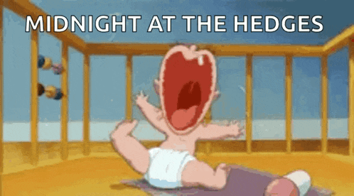 a baby is crying in a crib with the words midnight at the hedges