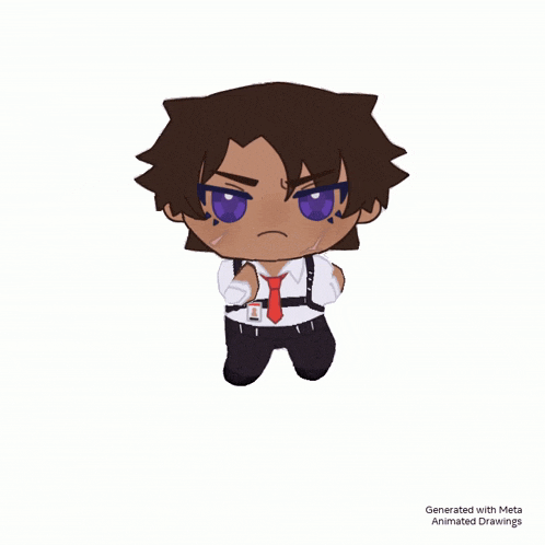 an animated drawing of a man in a white shirt and tie