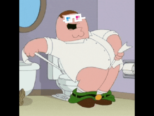 peter griffin is sitting on a toilet with his pants down