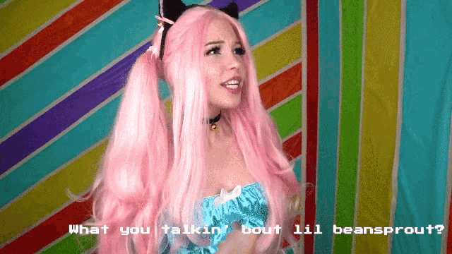 Belle Delphine What You Talkin Bout Lil Beansprout GIF - Belle Delphine What You Talkin Bout Lil Beansprout Singing GIFs
