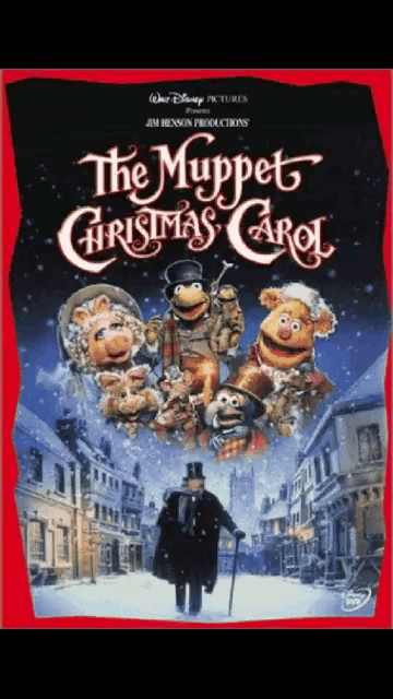 a poster for the muppet christmas carol showing the muppets on it