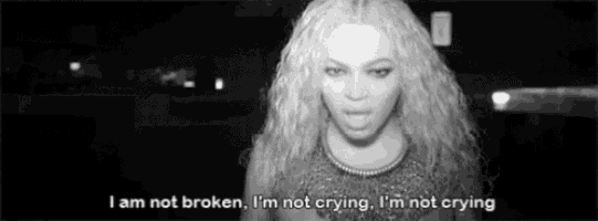 a black and white photo of a woman saying i am not broken i 'm not crying