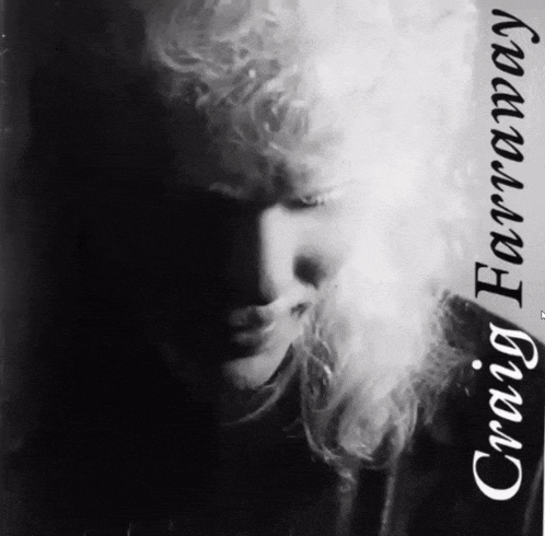 a black and white photo of a person with the name craig faraway