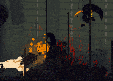 a pixel art drawing of a monster with a yellow wing