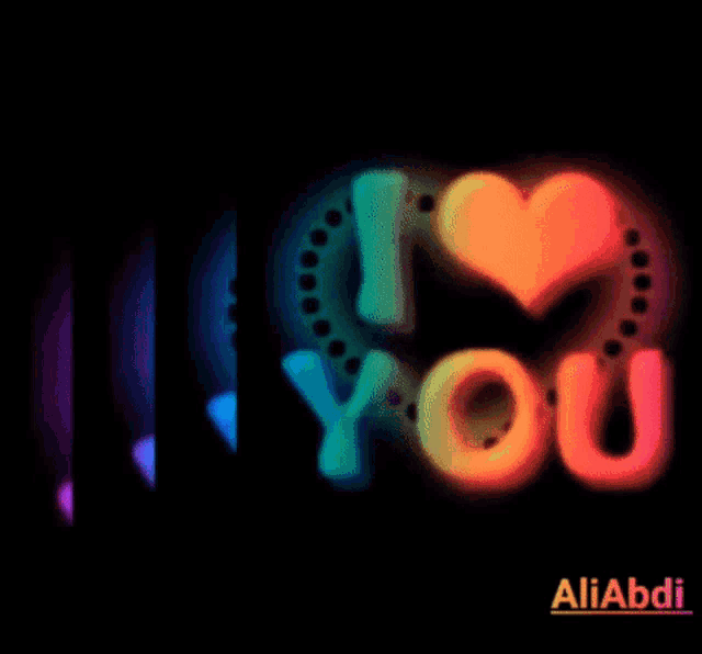 a colorful sign that says i love you with a heart in the middle