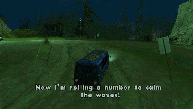 a screenshot of a video game with the words now i 'm rolling a number to calm the waves