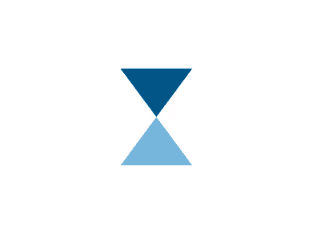 a blue triangle on a white background with two smaller triangles