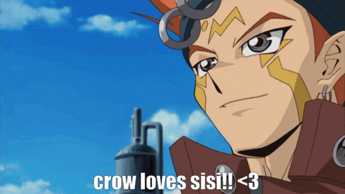 a cartoon character with the words crow loves sisi written below him
