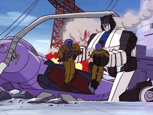 a cartoon drawing of a robot with a blue helmet that says ' tf ' on it