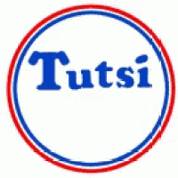 a red , white and blue circle with the words tutsi punk on it