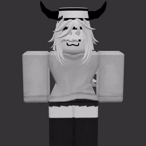 a black and white drawing of a person with horns