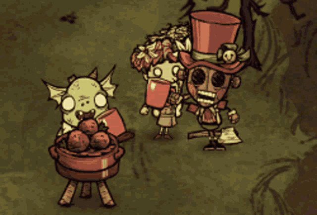 a group of cartoon characters are holding cups of coffee
