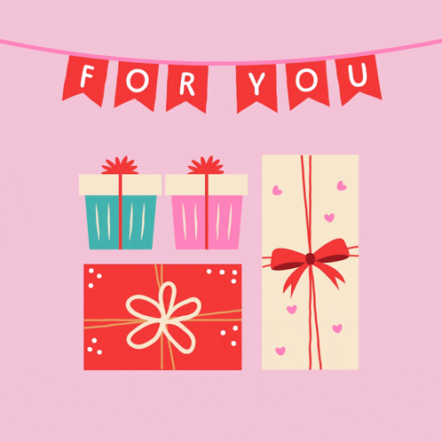 a pink background with a banner that says for you on it