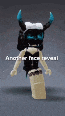a cartoon character with horns and the words another face reveal on the bottom