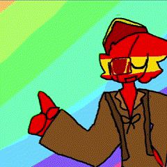 a cartoon character with a spanish flag on his head giving a thumbs up .