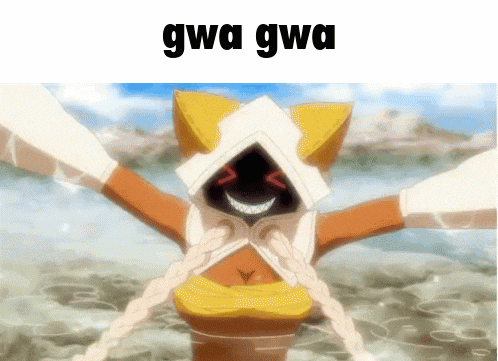 a picture of a cartoon character with the words gwa gwa written above it