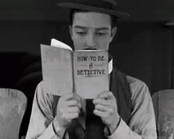a man is reading a book called how to be a detective