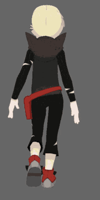 a cartoon character wearing a black hoodie and black pants