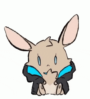 a drawing of a bunny wearing a jacket and scarf .
