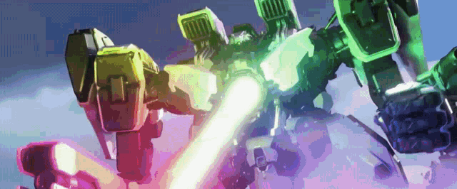 a robot with a green light coming out of it