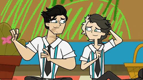 a cartoon of two men sitting next to each other with one scratching his head