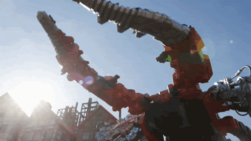 a large robot with the number 1 on its arm