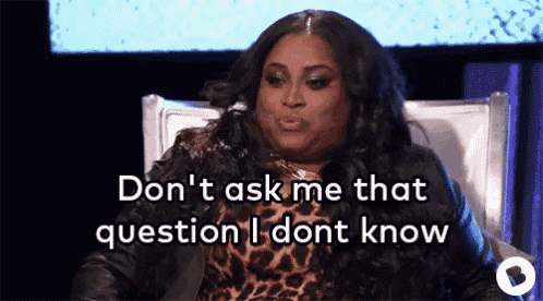 a woman is sitting in a chair with the words " don 't ask me that question i dont know "