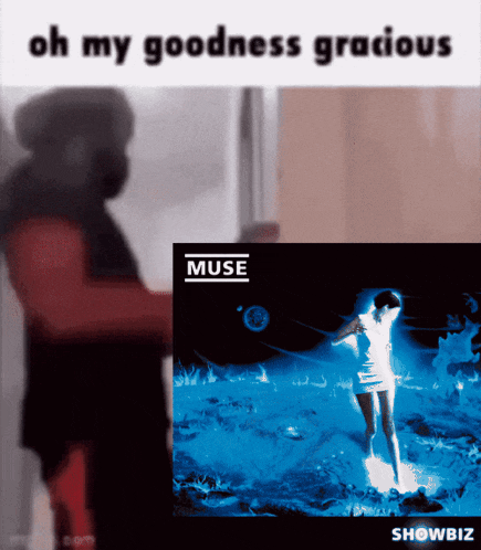 a meme of a man standing next to a muse album