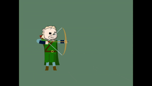 a cartoon of a bear with a bow and arrow