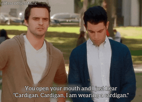 two men standing next to each other with a caption that says " you open your mouth and i just hear "