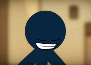 a black stick figure with a white smile on his face