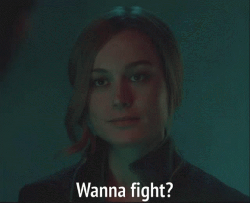 Wanna Fight Captain Marvel GIF - Wanna Fight Captain Marvel Brie Larson GIFs