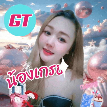 a picture of a woman with a gt logo in the corner