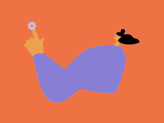 a cartoon of a woman holding a flower in her hand
