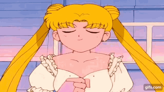 a cartoon girl with long blonde hair is wearing a white dress and holding a pink object .