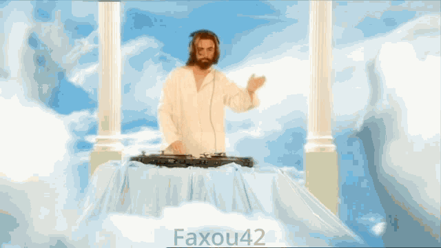 a picture of jesus in heaven with faxou42 on the bottom right