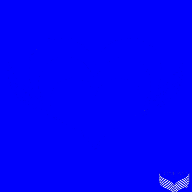 a white heart on a blue background with the words i love you