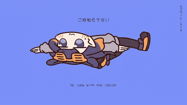 a cartoon of a person laying down with the words no luck with the babies below them