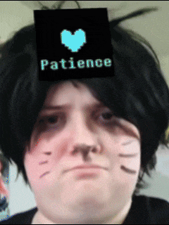 a person with a heart and the word patience on their face