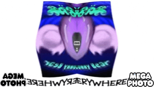 a purple and blue logo with the words yes yummy bear