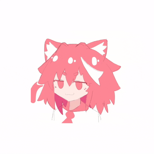 a drawing of a girl with red hair and a cat ear