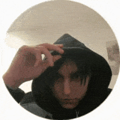 a man wearing a hoodie and a hat is taking a picture of himself in a circle .