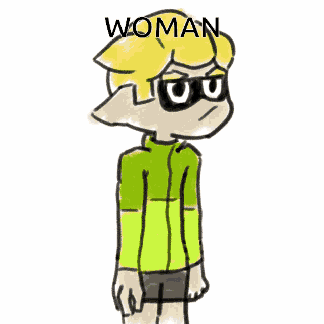 a cartoon drawing of a woman with the word woman above her