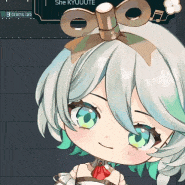a drawing of a girl with a bow on her head and the words she kyuute on the bottom