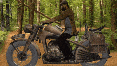 a man sits on a motorcycle with a license plate that says wc 403130