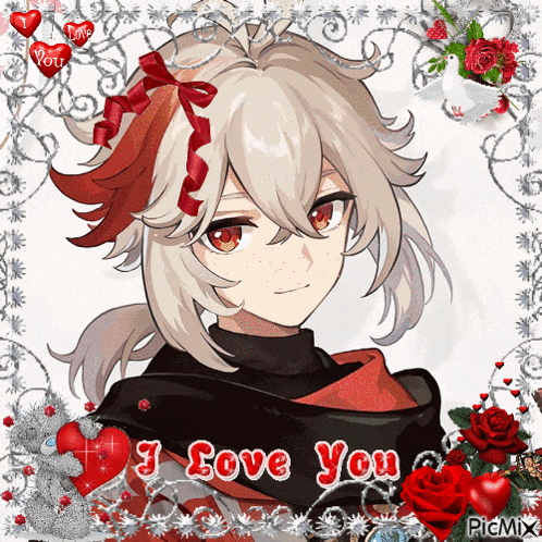 a picture of a girl with the words " i love you " written on it