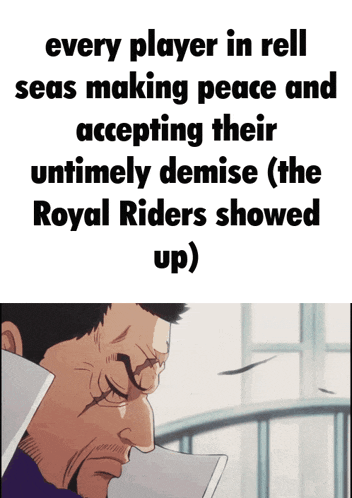 a cartoon of a man with the words every player in rell seas making peace and accepting their