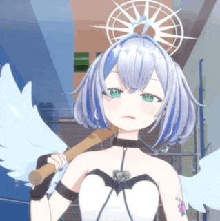 a girl with wings is holding a baseball bat