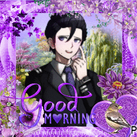 a good morning greeting card with a man in a suit
