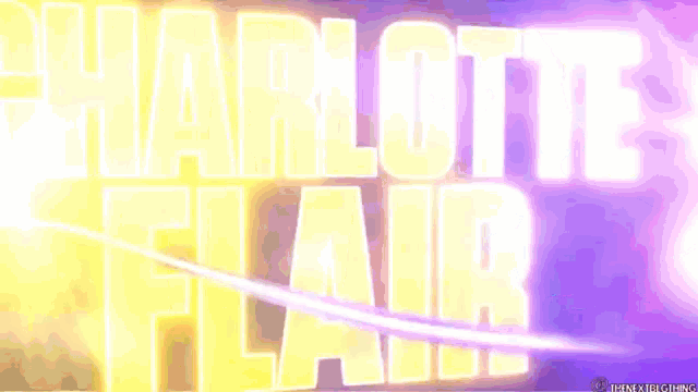 the name charlotte flair is displayed on a purple background